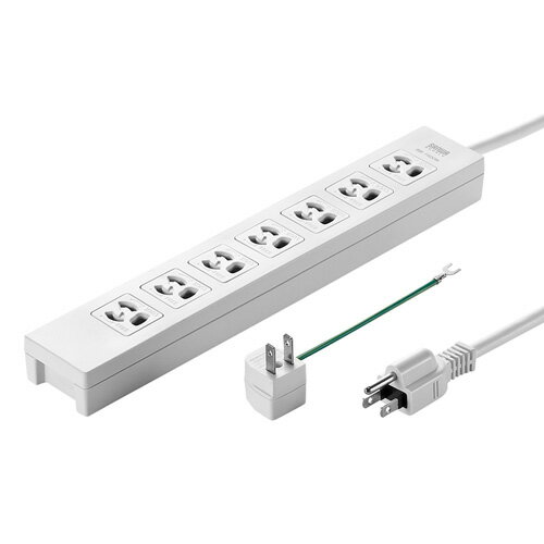 電源タップ 3P 7個口 3m 3P→2P変換アダプタ付き 簡易袋パッケージ TAP-F37-3AD サンワサプライ 送料無料 新品