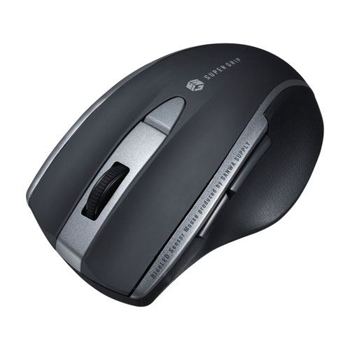 静音BluetoothブルーLEDマウス 5ボタン 圧倒的グリップ感 「SUPER GRIP」 ブラック MA-BTBL167BK サンワサプライ 送料無料 メーカー保証 新品