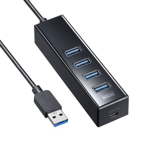 ΕtUSB3.2 Gen1 USB3.1/USB3.0 4|[gnu }OlbgŌŒ ubN USB-3H405BKN TTvC  [J[ۏ Vi