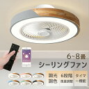シーリングファン LED DCモーター ファン 6畳 8畳 照明 扇風機 調光調色 小型 玄関 引っ掛け おしゃれ 調光 リモコン付 APP対応 照明 ファン付...