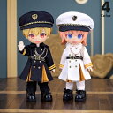 オビツ11 ドール服 ob11 撮影小物 ぬい撮り 人形用 12分ドール 12分の1 ねんどろいどどーる 男の子 女の子兼用 制服風 ロングコート セット 帽子付き チェーンベルト付き おしゃれ ミリタリーテイスト カジュアル モード系 4色展開 ブラウン 撮影小物 ドールウェア 衣装