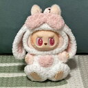 LABUBU ラブブ ドール服 うさ耳 もこもこ 着ぐるみ風 コスチューム 帽子+衣装 2点セット ピンクハート付き ふわふわ 着せ替え 衣装 撮影小物 ぬい撮り LABUBUサイズ対応 ドールアクセサリー 人形用