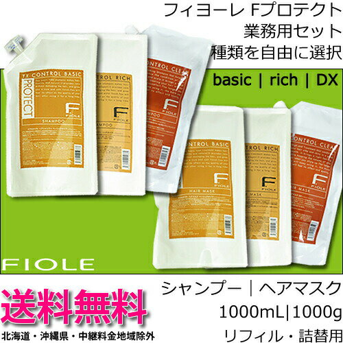 【送料無料！】フィヨーレ Fプロテクト 業務用セット【シャンプー1000mL ＆ ヘアマスク1000g 】リッチタイプ／ベーシックタイプ／DXタイプ　よりご選択　【つめかえ用｜リフィル】