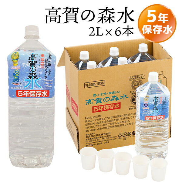 高賀の森水 5年保存水 2L×6本入 | 長期保存 賞味期限5年 常温保存 2000ml ミネラルウォーター ペットボ..