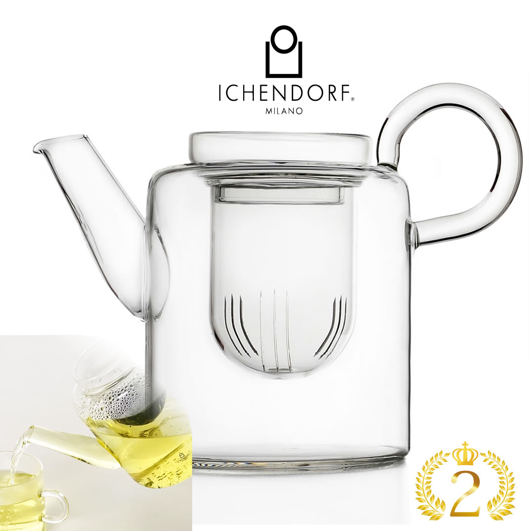 楽天YO-KO【本日店内P最大20倍♪】ICHENDORF MILANO PIUMA Tall Tea Pot with filter 3点セット トール ティーポット ガラス 透明 おしゃれ ウォーマー 業務用 耐熱ガラス セット カバー フィルター ギフト イタリア イッケンドルフ