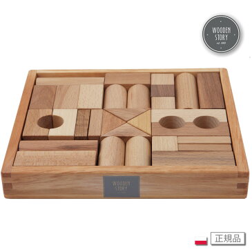 【店内全品 P2〜20倍♪】Wooden Story ウドゥン・ストーリー ナチュラルブロック 積み木30個セット 3歳 4歳 5歳 木のおもちゃ 知育玩具 知育ブロック 立体パズル 誕生日 プレゼント 女の子 男の子 クリスマス ギフト キッズ 幼児 お祝い セール