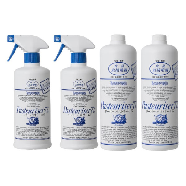 ドーバー パストリーゼ77 ヘッド付 500ml × 2本 + 詰替 1L 1000ml × 2本[セット販売] 送料無料(本州のみ)[沖縄お届け不可] アルコール消毒液 防菌 消臭 ウィルス 掃除 除菌 抗菌 pasteuriser77 [ドーバー洋酒] ギフト プレゼント 敬老の日 お歳暮 御歳暮