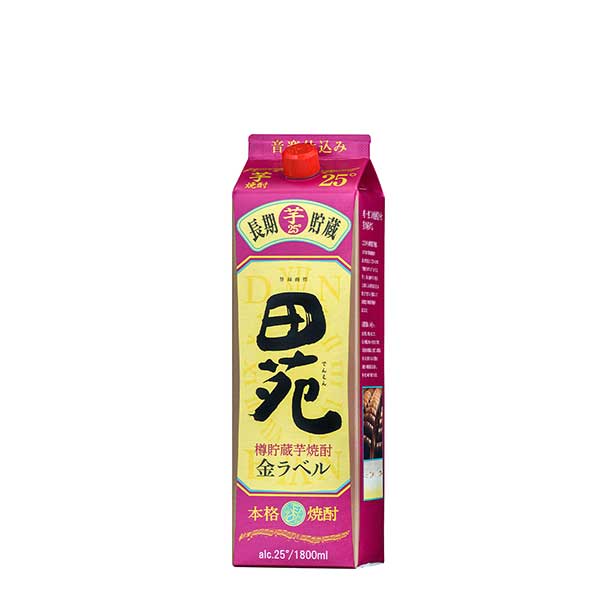 田苑 金ラベル 芋 25度 [紙パック] 1.8L 1800ml x 6本[ケース販売] [田苑酒造 芋焼酎 乙類 日本 鹿児島県]