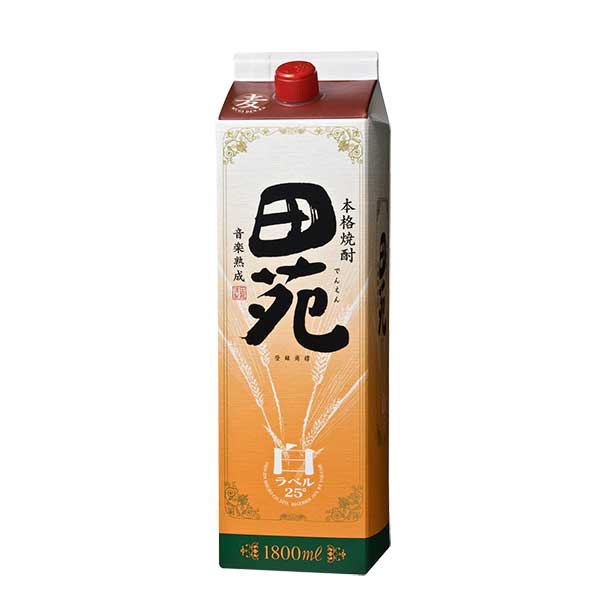 田苑 白ラベル 麦 25度 [紙パック] 1.8L 1800ml x 6本[ケース販売] [田苑酒造 麦焼酎 乙類 日本 鹿児島県]