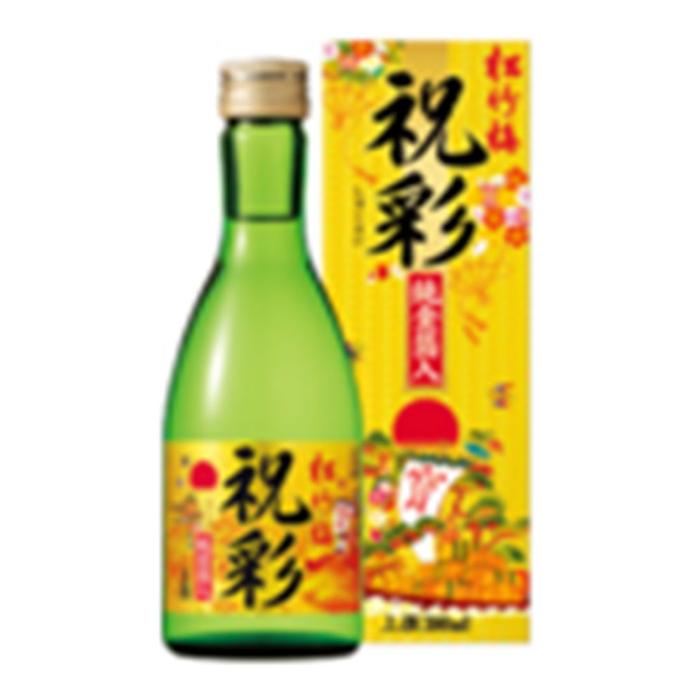 宝 上撰 松竹梅 ｢祝彩｣ 純金箔入 箱入 300mlx 12本[ケース販売][宝酒造 Takara タカラ 15度 日本酒 日本 兵庫県 25210]ギフト プレゼント 贈り物 お祝い 内祝い お返し 誕生日プレゼント 父の日 敬老の日