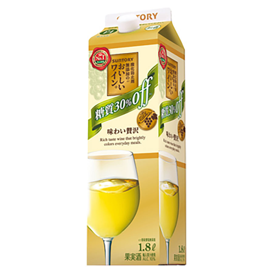 サントリー 酸化防止剤無添加のおいしいワイン 糖質オフ白 [パック] 1.8L 1800ml × 6本[ケース販売] 送料無料(本州のみ) [サントリー 白ワイン 日本 果実酒 DM2WP] ギフト プレゼント 敬老の日 お歳暮 御歳暮