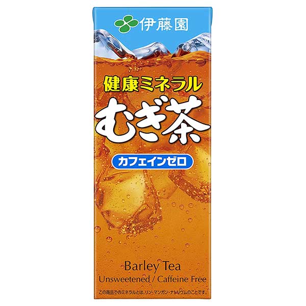 伊藤園の「健康ミネラルむぎ茶」紙パックタイプです。麦の香ばしい風味とすっきりとした後味が特徴の麦茶で、ミネラル補給をサポートする成分を含んでいます。ノンカフェインのため子どもから大人まで安心して飲めます。食事のお供としてそのまま手軽に飲めるコンパクトサイズです。毎日の水分補給に麦茶を取り入れたい方、ランチやおやつのお供にぴったりの手軽な飲み物をお探しの方におすすめです。