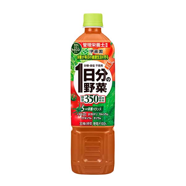 伊藤園が手がける「1日分の野菜」のペットボトルです。複数の野菜をバランスよくブレンドした野菜ジュースで、忙しい日々でも手軽に野菜を補える定番商品。野菜本来の自然な旨みと甘みを活かした飲みやすい味わいに仕上がっており、朝食の一杯や間食の代わりとして幅広く活用できます。無添加・無塩タイプなので、健康意識の高い方や野菜不足が気になる方にも安心してお使いいただけます。「毎日手軽に野菜を補いたい」「健康的な生活習慣の一部としてジュースを取り入れたい」という方や、外出先でも野菜を意識したい方にぴったりの健康サポート飲料です。