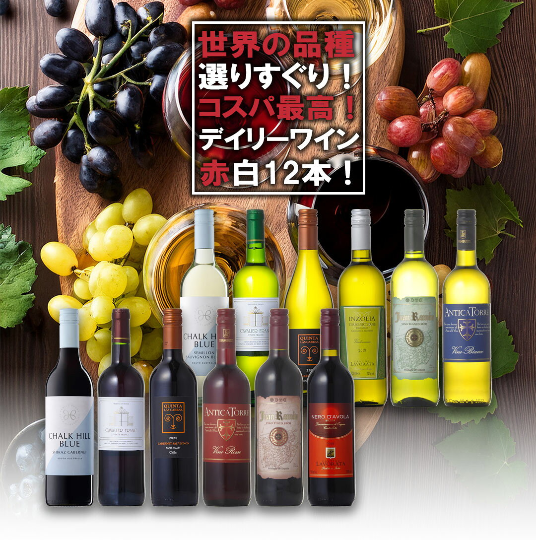 ワインセット デイリーワイン 赤白 12本セット 送料無料(本州のみ) あす楽対応 [フランス イタリア チリ スペイン アメリカ ワインセット wine set 飲み比べ]ギフト プレゼント 贈り物 お祝い 内祝い お返し 誕生日プレゼント 父の日 敬老の日 yo-sake222-10040634 ハードリカー2号店 楽天市場店 サンプル画像2
