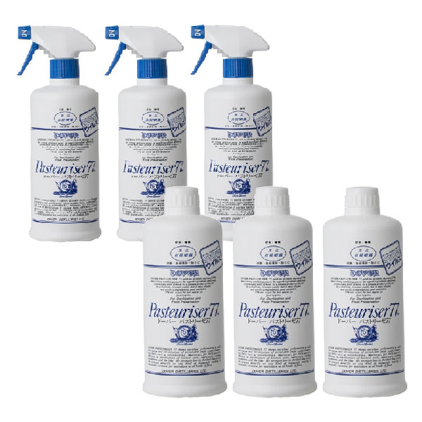 ドーバー パストリーゼ77 ヘッド付 500ml × 3本 + 詰替 500ml × 3本[セット販売] 送料無料(本州のみ) [沖縄お届け不可] アルコール消毒液 防菌 消臭 ウィルス 掃除 除菌 抗菌 アルコールスプレー pasteuriser77 [ドーバー洋酒] あす楽対応 当日発送