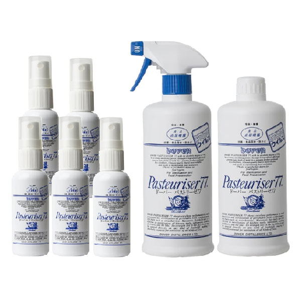 ドーバー パストリーゼ77 空容器 50ml × 5本 + ヘッド付 500ml + 詰替 500ml [セット販売] 送料無料(本州のみ) [沖縄お届け不可] アルコール消毒液 防菌 消臭 ウィルス 掃除 除菌 抗菌 アルコールスプレー pasteuriser77 [ドーバー洋酒] あす楽対応 当日発送