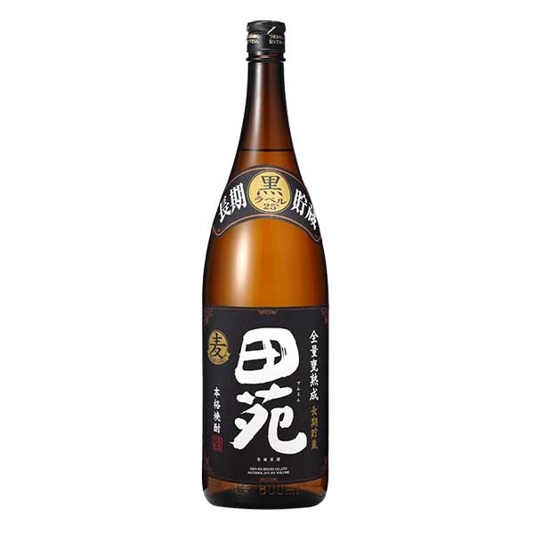 田苑 黒ラベル 麦 25度 [瓶] 1.8L 1800ml x 2本 送料無料(本州のみ) [田苑酒造 麦焼酎 むぎ焼酎 乙類 日本 鹿児島県] ギフト プレゼント 敬老の日 お歳暮 御歳暮