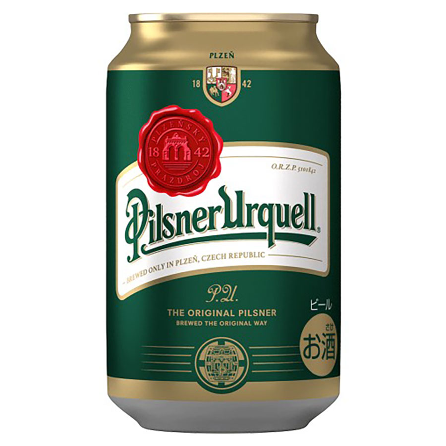 アルコール度数4.4度のピルスナービールです。チェコ共和国・ピルゼン発祥のピルスナースタイルの元祖として世界的に知られる銘柄で、豊かなホップの苦みと麦芽の甘み、きめ細かい泡が特徴です。軟水を使用した柔らかな口当たりと、苦みの中に感じられるほのかな甘みのバランスがこのビールならではの個性を生み出しています。ソーセージ・ポークロースト・チェコ料理はもちろん、和食や揚げ物とも幅広く合わせやすい一本です。こんな方におすすめ：本場のピルスナービールを体験したい方、海外クラフトビールの歴史的な一杯を楽しみたい方、普段の晩酌に個性ある輸入ビールを取り入れたい方にぜひお試しいただきたい、ビール文化の源流を感じる一本です。