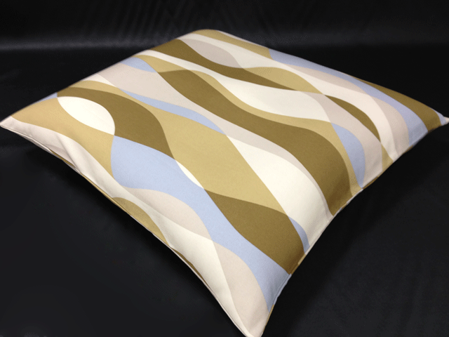 洋風座布団カバー 55cm×59cm（銘仙判）綿100％ おしゃれ ウェーブ柄 オックスフォードの張りのある生地..