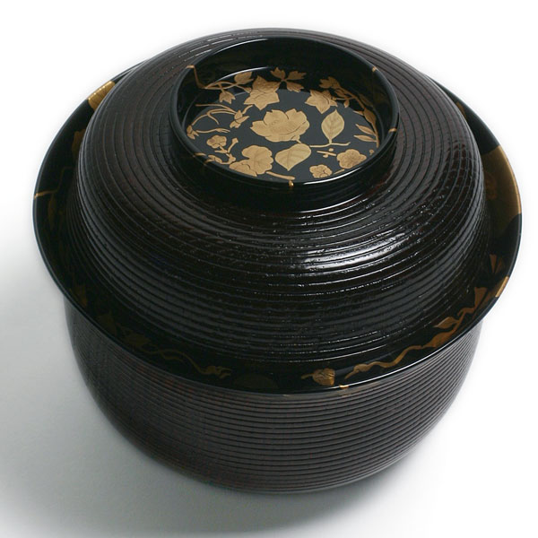 漆器・糸目百花椀・尚古堂・五客一組《汁椀・お椀・11.6cm》