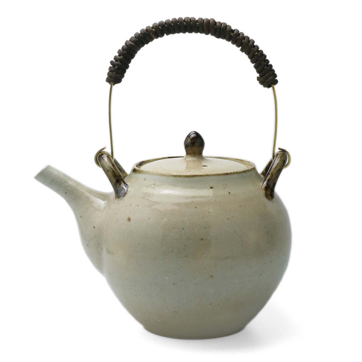 伊賀焼：無地土瓶・大・真鍮取手付・杉本寿樹《土瓶・700cc》