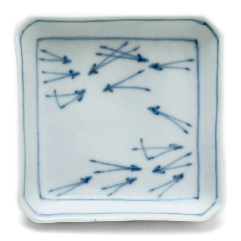 染付：正角小皿・大・松葉文・植山昌昭《豆皿・9.2cm》のサムネイル