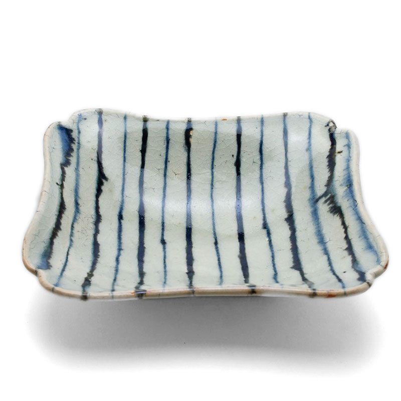 縞紫6.5×5寸長角向付・杉本太郎《中皿・20.0cm》