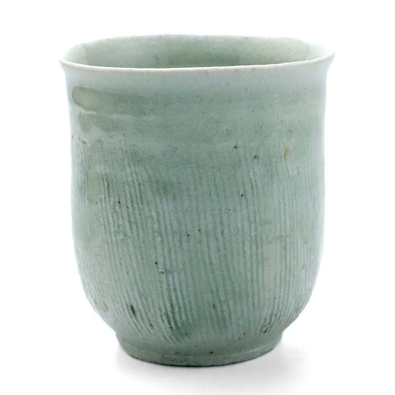 灰釉ビードロくし目湯呑・有松進《湯呑》
