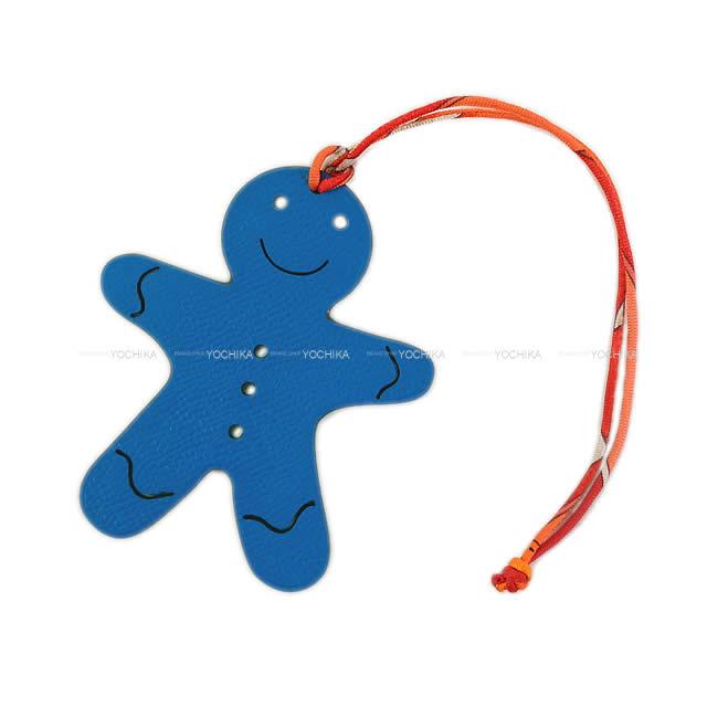 【ご褒美に★】HERMES エルメス バッグチャーム プティアッシュ "ジンジャーブレッドマン 人形" ショコラ/ブルーザンジバル 新品 (HERMES bag charm petit H "Gingerbread man" Chocolat[Authentic])【あす楽対応】#yochikaのサムネイル