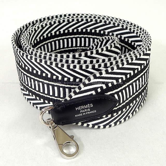 HERMES ᥹ Хɥꥨ 50mm 105cm 󥰥  ֥å/ۥ磻 ȥ륢å/ե ȥå B (Bandouliere 50mm 105cm Sangles Caval Black/White Toile H shoulder strap[BRAND NEW][Authentic])ڤб#