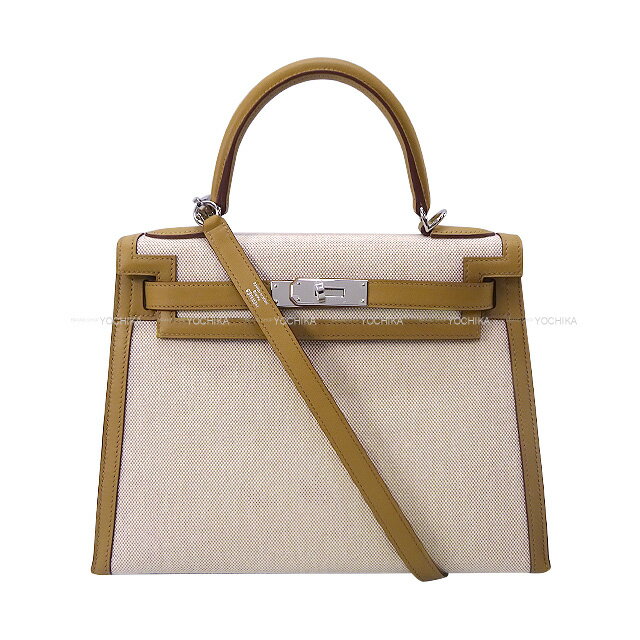 HERMES エルメス ケリー28 外縫い ビスケット (ビスキュイ) /エクリュ トワルアッシュ/スイフト シルバー金具 ショルダーバッグ Z刻印 新品(HERMES Kelly28 Sellier Biscuit /Ecru Toile H/Veau Swift Silver HW Shoulder bag[BRAND NEW][Authentic])【あす楽対応】#yochikaのサムネイル
