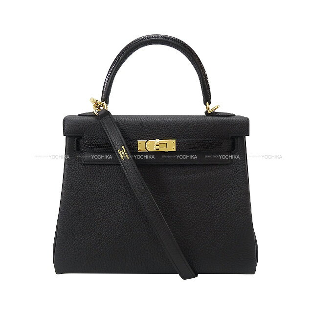 【ご褒美に★】エルメス ケリー25 内縫い タッチ 黒 (ブラック) トゴ/リザード シャンパンゴールド金具 ショルダーバッグ 新品(HERMES Kelly25 Retourne Touch Noir (Black) Veau Togo/Lizard Champagne Gold HW Shoulder bag[BRAND NEW][Authentic])【あす楽対応】#yochikaのサムネイル