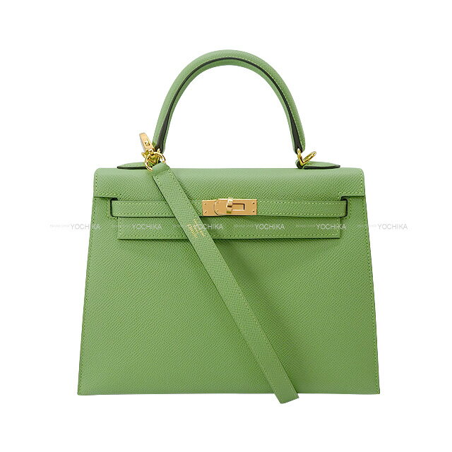 HERMES エルメス ケリー25 外縫い ヴェールクリケット エプソン ゴールド金具 ショルダーバッグ U刻印 新品(HERMES Kelly25 Sellier Vert criquet Veau Epsom Gold HW Shoulder bag[BRAND NEW][Authentic])【あす楽対応】#yochikaのサムネイル