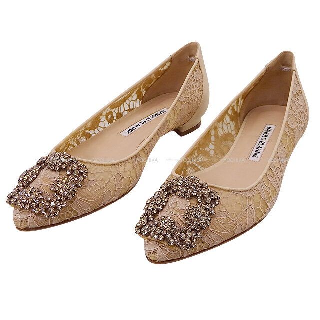 MANOLO BLAHNIK マノロブラニク レース ハンギシ フラット ヌードベージュ #35.5 バレエシューズ 新品未使用(MANOLO BLAHNIK Lace HANGISI FLAT Nude beige #35.5 ballet shoes(flat shoes)[NEVER USED][Authentic])【あす楽対応】#yochikaのサムネイル