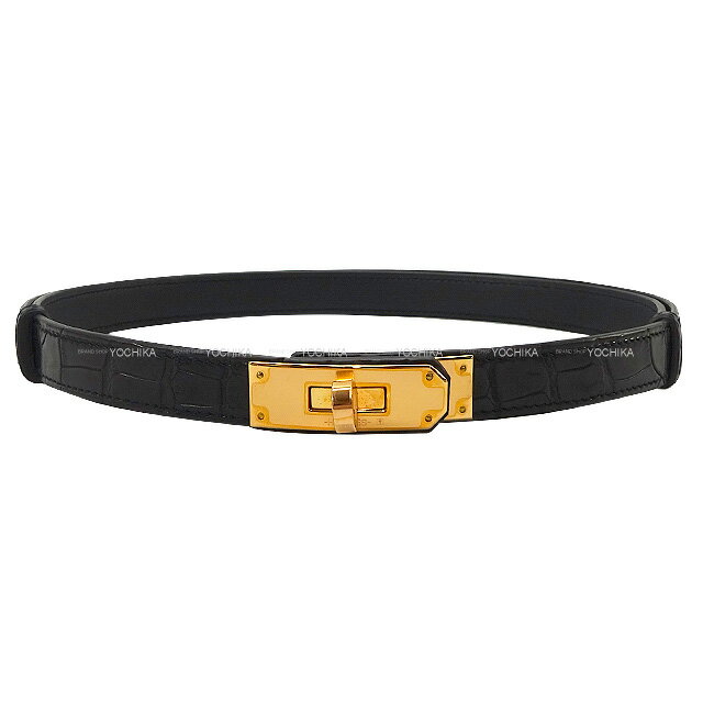 HERMES ᥹ ꡼٥18  (֥å) 륢ꥲޥå ɶ ٥ Y ̤(HERMES Kelly Belt 18 Noir (Black) Crocodile Alligator Mat Rose Gold HW belt[EXCELLENT][Authentic])ڤб#yochika