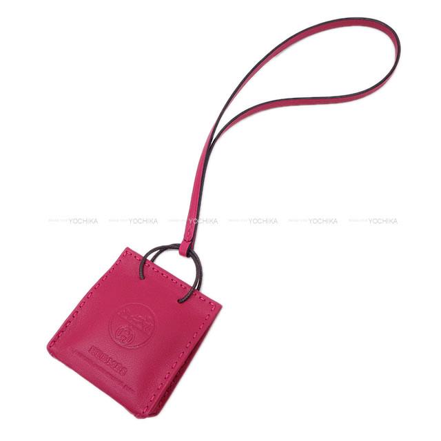 【ご褒美に☆】HERMES エルメス サックオランジュ ショッパー型 ミニショッピングバッグ モチーフ ローズメキシコ アニューミロ(ラム) バッグチャーム Y刻印 新品未使用(HERMES Sac Orange Mini Shopping bag bag charm[NEVER USED][Authentic])【あす楽対応】#yochika