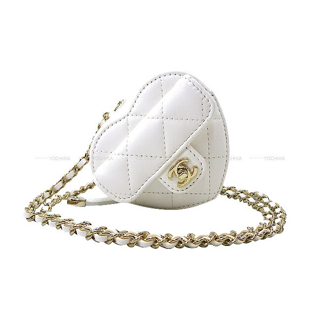 2022年春夏 CHANEL シャネル マトラッセ ココマーク ミニ ハート コインケース チェーン バッグ 白 (ホワイト) ラムスキン ネックレス 新品(2022SS CHANEL Matelasse Coco Mark Mini Heart Coin Purse Chain Bags necklace[BRAND NEW][Authentic])【あす楽対応】#yochikaのサムネイル