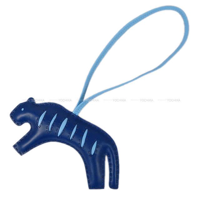 HERMES エルメス ルールー (虎型) ブルーマルテ/セレステ アニューミロ(ラム) バッグチャーム 新品未使用(HERMES Rooroo Bleu de Malte/Celeste Agneau Milo bag charm[NEVER USED][Authentic])【あす楽対応】#yochikaのサムネイル