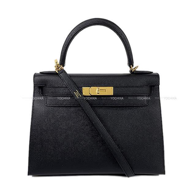 HERMES エルメス ケリー28 外縫い 黒 (ブラック) エプソン ゴールド金具 ショルダーバッグ U刻印 新品(HERMES Kelly28 Sellier Noir (Black) Veau Epsom Gold HW Shoulder bag[BRAND NEW][Authentic])【あす楽対応】#yochikaのサムネイル