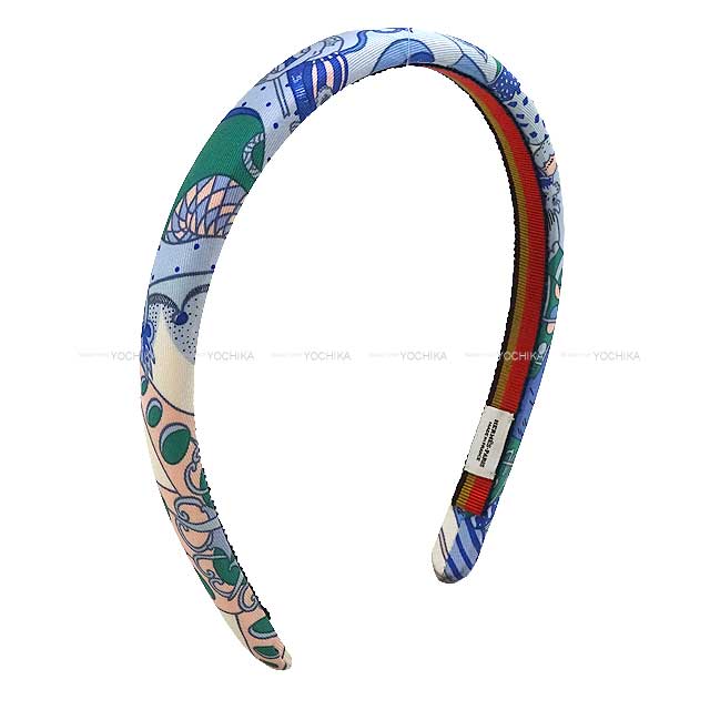 HERMES エルメス ヘアバンド カチューシャ エルザ 精巧な馬車 ブルージーン シルク100％ ヘアアクセサリー 新品未使用(HERMES hair band headband Gala Brides Voitures Exquises Bleu Jean Silk100% hair accessories[EXCELLENT][Authentic])【あす楽対応】#yochikaのサムネイル