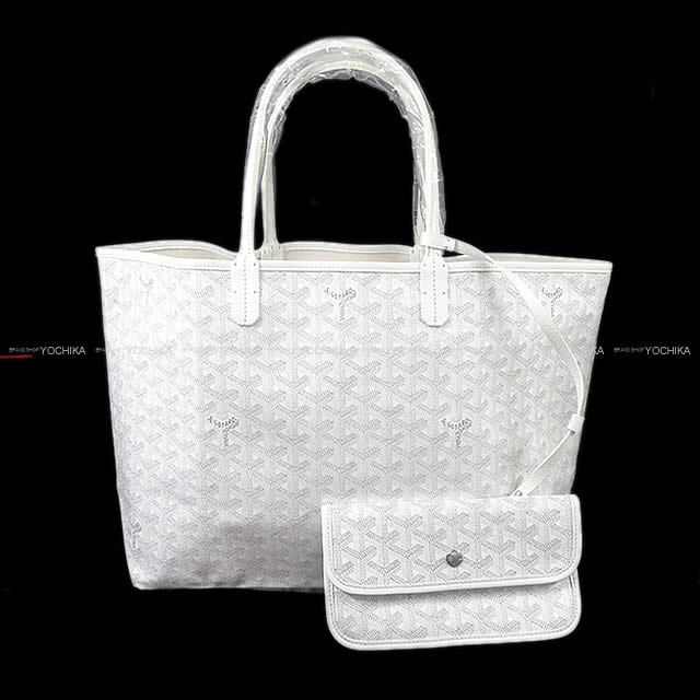 GOYARD ゴヤール サンルイ PM 白 (ホワイト) PVCコーティングキャンバス カーフ シルバー金具 トートバッグ 新品(GOYARD SAINT LOUI PM Blanc (White) PVC coated canvas Carf Silver HW tote bag BRAND NEW Authentic )【あす楽対応】 yochika