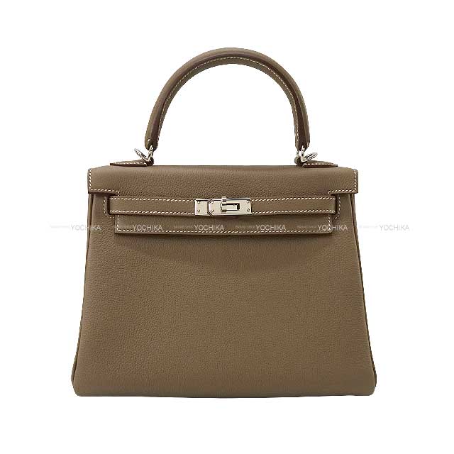 HERMES エルメス ケリー25 内縫い エトープ (エトゥープ) トゴ シルバー金具 ショルダーバッグ Z刻印 準新品(HERMES Kelly25 Retourne Etoupe Veau Togo Silver HW Shoulder bag[ALMOST NEW][Authentic])【あす楽対応】#yochika