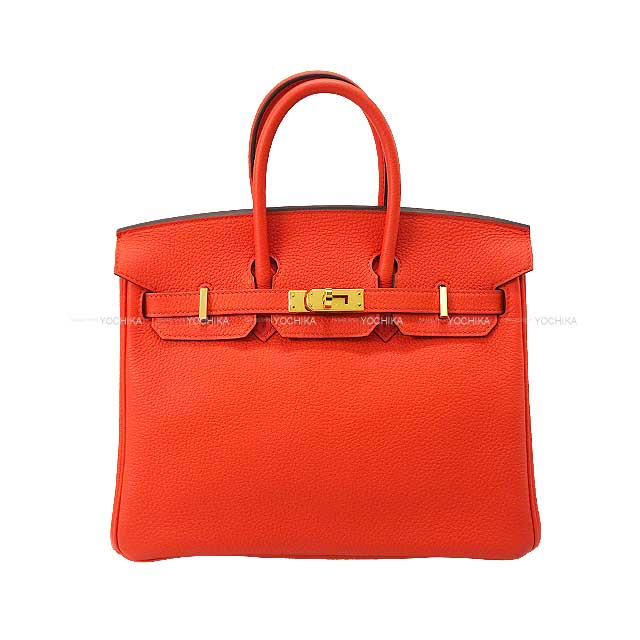 HERMES エルメス バーキン25 オレンジポピー トゴ ゴールド金具 ハンドバッグ Y刻印 新品同様【中古】([Pre-loved] HERMES Birkin25 Orange Poppy Veau Togo Gold HW Handbag[LIKE NEW][Authentic])【あす楽対応】#yochika