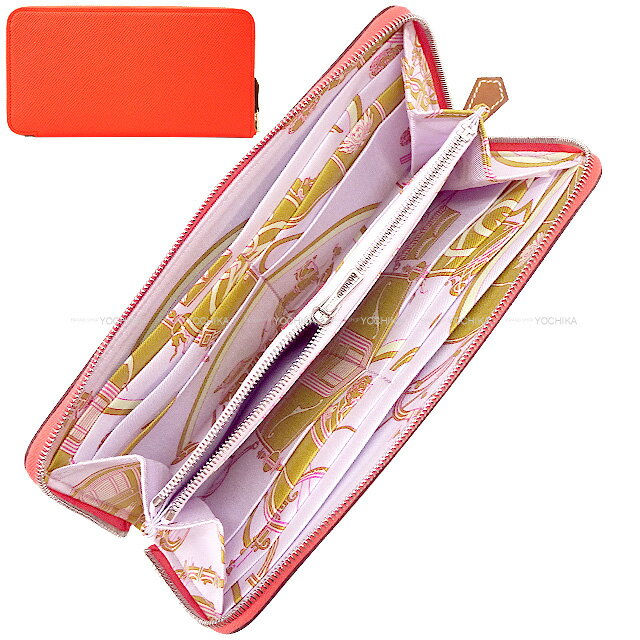 HERMES エルメス アザップシルクイン エクスリブリス ローズテキサス/モーヴペール エプソン/バレニア/シルク100％ シルバー金具 長財布 U刻印 新品(HERMES Azap Silk in Ex-Libris Rose Texese/Mauve Pale Veau Epsom long wallet)【あす楽対応】#yochikaのサムネイル