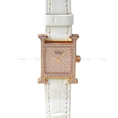 HERMES エルメス Hウォッチ ミニ 21mm プリュムティ ダイヤ ベゼル フルダイヤ HH1.173a クオーツ 白 (ホワイト) クロコダイルアリゲーターマット/ダイヤモンド/K18 腕時計 Z刻印 新品未使用(HERMES H Watch Mini Plumetis Diamond Bezel Full Dia quartz Watches)