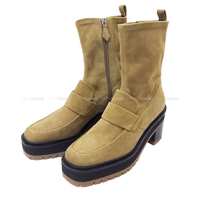 HERMES エルメス フローレンス 55 チャンキー ベージュ スエード #37 シルバー金具 ブーツ 新品未使用(HERMES Florence 55 Chunky Beige Suede #37 Silver HW boots[EXCELLENT][Authentic])【あす楽対応】#yochika