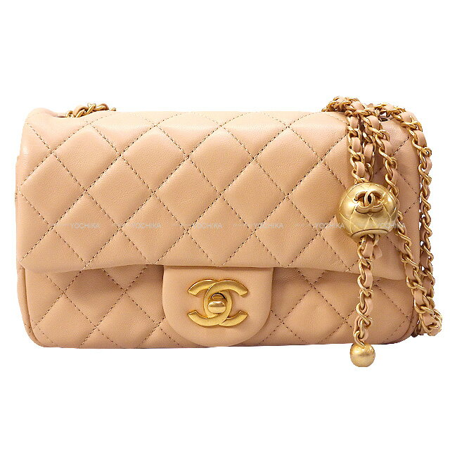 CHANEL シャネル ミニマトラッセ 20 パールクラッシュ チェーン ベージュ ラムスキン マットゴールド金具 AS1787 ショルダーバッグ 準新品(CHANEL Mini Matelasse 20 Pearl Clash Chain Beige Lambskin AS1787 Shoulder bag[Authentic])【あす楽対応】#yochikaのサムネイル