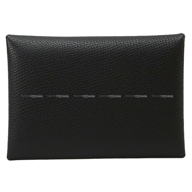 HERMES エルメス カルヴィ デュオ 黒 (ブラック) エプソン シルバー金具 カードケース B刻印 新品(HERMES Calvi Duo Noir (Black) Veau Epsom Silver HW card holder)#yochika