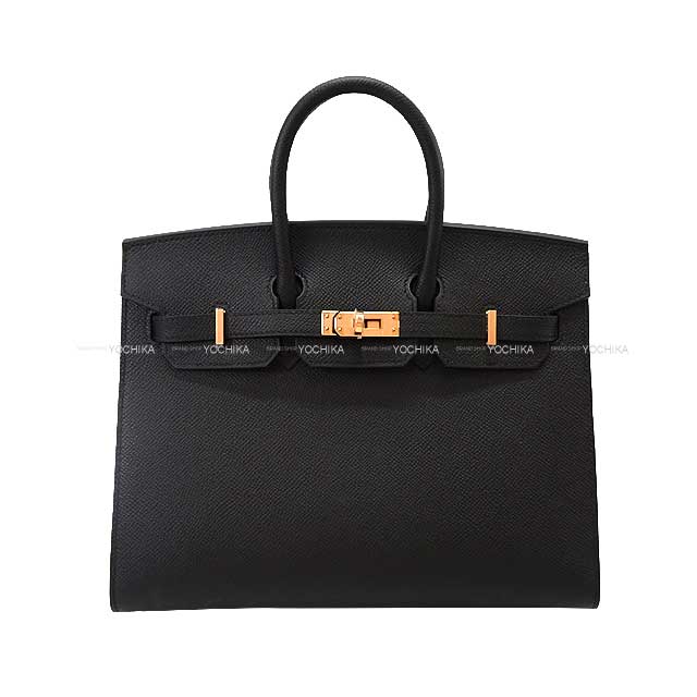 ハンドバッグ HERMES エルメス バーキン25 セリエ 外縫い 黒 (ブラック) エプソン ローズゴールド金具 ハンドバッグ B刻印 新品(HERMES Birkin25 Sellier Noir (Black) Veau Epsom Rose Gold HW Handbag[BRAND NEW][Authentic])【あす楽対応】#yochika