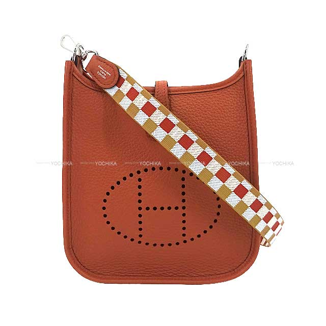 HERMES エルメス エヴリン(エブリン) 16 TPM アマゾン マキシカドリーユ キュイーブル/チャイ/ナタ/ブルーブリュム トリヨンクレマンス シルバー金具 ショルダーバッグ B刻印 新品(HERMES Evelyne 16 TPM Amazon Maxi Quadrille Cuivre/Chai/Nata/Blue brume Shoulder bag)のサムネイル